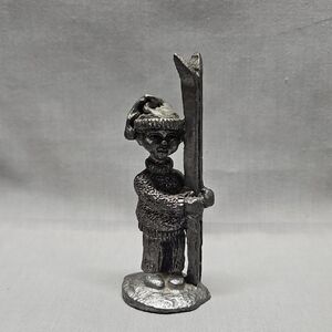 RB Pewter Boy Holding His Skis Ricker Bartlett